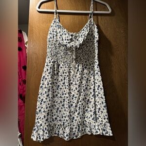 Reformation white with blue floral mini dress size 0